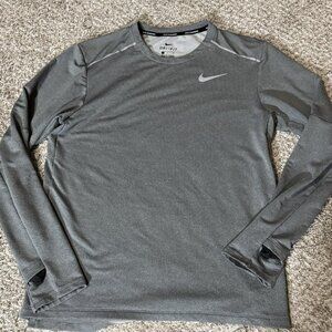 Nike Dri-FIT Shirt Mens Small Gray Long Sleeve Running Athletic Top BV4717-068